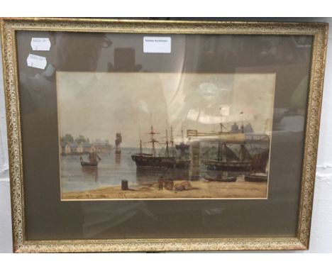 M A WATTS, Masted Boats at Anchor, watercolour, signed and dated 1852, framed and glazed
