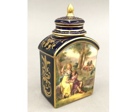 A Dresden porcelain tea caddy