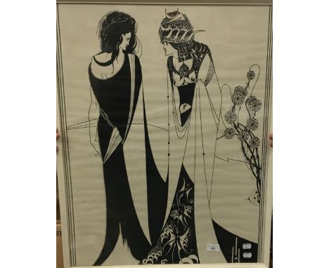 AUBREY BEARDSLEY (19th century) British, Salome with Her Mother, Herodias, print, framed and glazed. 58 x 75 cm.