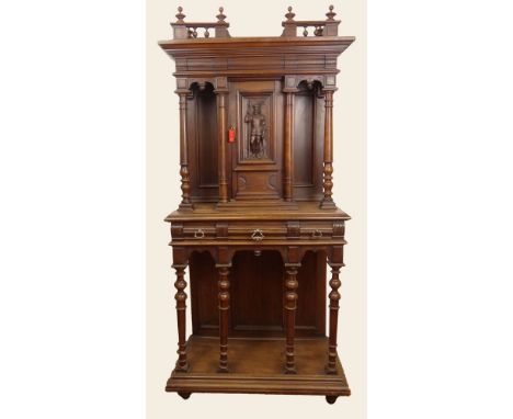 Late 19th Century French Henri II style Carved Walnut Cabinet. Unsigned. Surface Wear Consistent with Age and Normal Use Othe