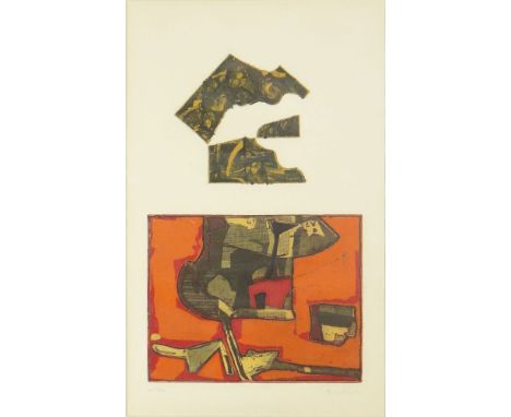 Mid Century Colored Lithograph "abstract"  Pencil Signed Bernstein Lower Right, Numbered no 17(a). Light toning from age or i