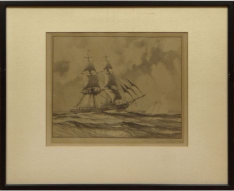 Gordon Hope Grant, American (1875-1962) Original AAA Lithograph "Saucy Brig". Signed in Pencil Lower Right. Original Associat