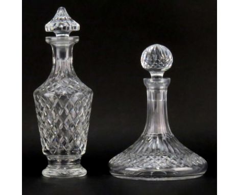 Grouping of Two (2) Waterford Cut Crystal Decanters. Includes "Lismore" ships decanter and "Adare" decanter. Signed appropria