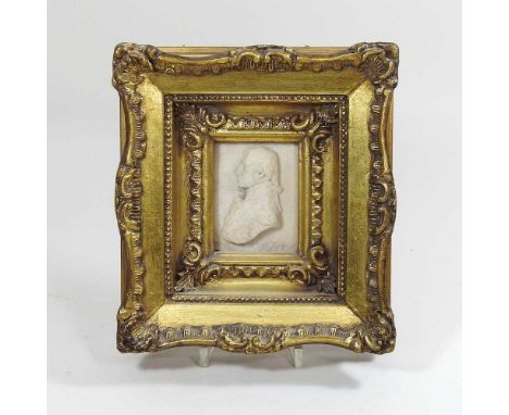 A miniature wax portrait bust of the Duke of Wellington, in an ornate gilt frame20 x 18cm overall