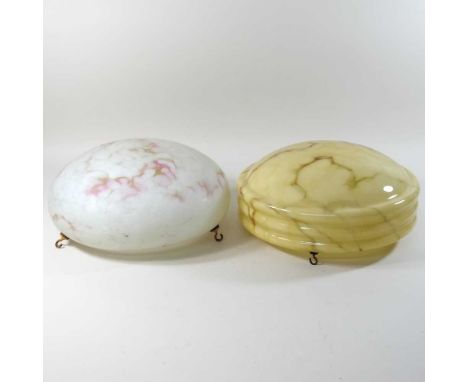 Two early 20th century glass light shadeslargest 35cm diameter x 17h cm