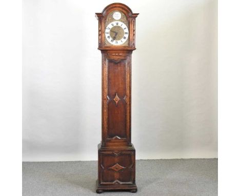 A 1920's oak cased longcase clock, with Westminster chimes194cm highCondition report: Looks to be basically complete. Movemen