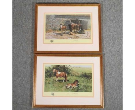 David Shepherd, 1931-2017, Shelter, limited edition print, signed in pencil by the artist, 28 x 42cm, together with Shoeing T