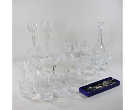 A collection of Waterford Lismore pattern crystal, to include a decanter and stopper, tumblers and wine glasses, some with or