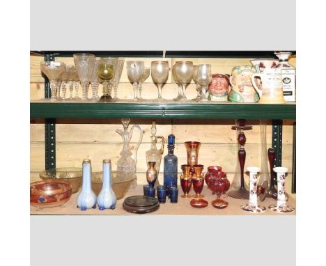 A collection of cut and coloured glassware and china, to include a Royal Doulton Grand National 1937 limited edition tankard,