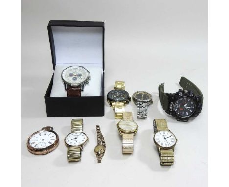 A collection of nine various vintage wristwatches, to include a mid 20th century ladies wristwatch and a 19th century gold pl