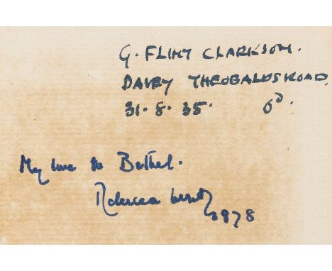 West (Rebecca) Henry James, first edition, signed presentation inscription from the author to Bethel Solomons dated 1978 to e