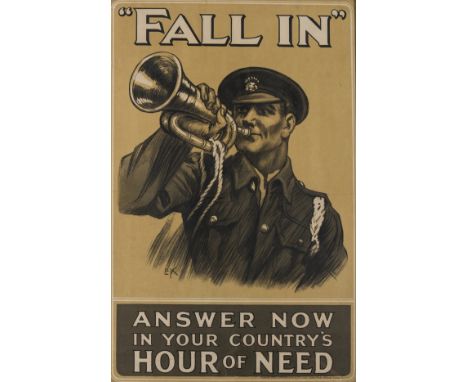 NO RESERVE First World War poster.- (James Kealey) Edgar, after. First World War Recruitment Poster, lithograph, small pin ho