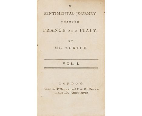 [Sterne (Laurence)] A Sentimental Journey through France and Italy, 2 vol., first edition, vol. 1 variant 2 with "vous" on p.