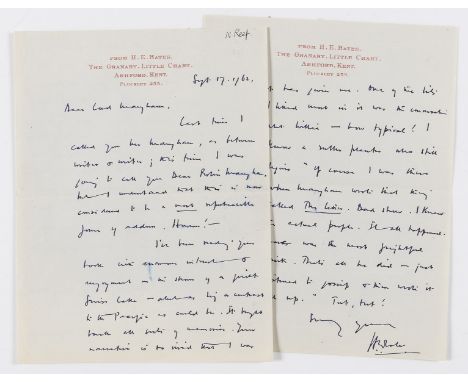 Bates (H.E., writer, 1905-74) Autograph Letter signed to Lord Maugham, 3pp., 8vo, Little Chart, Ashford, Kent, 17th September