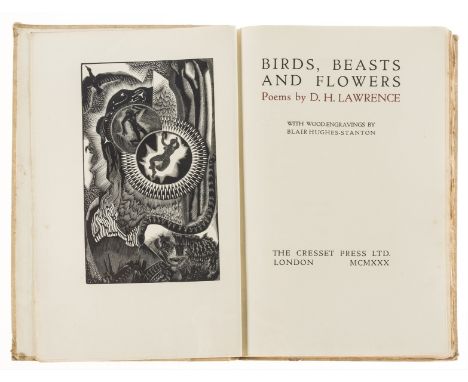 Cresset Press.- Lawrence  (D.H.) Birds, Beasts and Flowers, one of 500 copies on mould-made paper, illustrations by Blair Hug