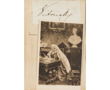 Victoria (Queen) Cut signature and postcard portrait, framed, 50 x 101mm., n.d. [late 19th century] § Augustus Frederick (Pri