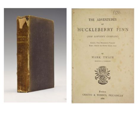 Books - Mark Twain - The Adventures Of Huckleberry Finn, published by Chatto &amp; Windus, London, first UK edition 1886, blu