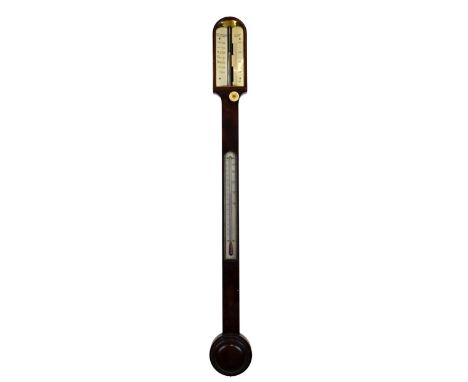 Early Victorian mahogany-veneered stick barometer, Alexander Alexander, Exeter, the two-piece ivory scale reading from 27" to