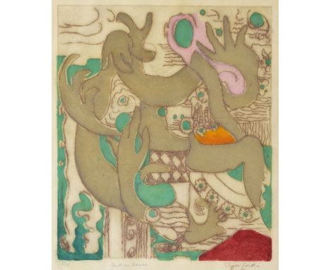 Elyse Ashe Lord (1900-1971) - Signed limited edition etching in colours, Indian Dance, No.3/75, signed, titled and numbered i
