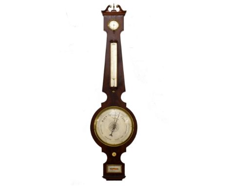 Early 19th Century mahogany-cased wheel or banjo barometer, Gironimo, Bristol, the 19.5cm silvered dial reading from 28" to 3