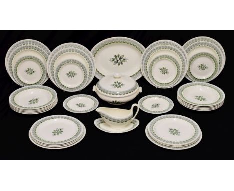 Eric Ravilious for Wedgwood - A Persephone pattern dinner service, comprising: six 25.5cm plates, ten 23.5cm plates, six 18cm