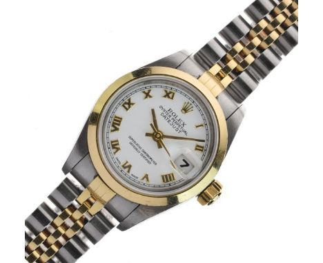 Rolex - Lady's bi-metal stainless steel and gold Datejust Oyster Perpetual automatic calendar bracelet wristwatch, ref: 79163