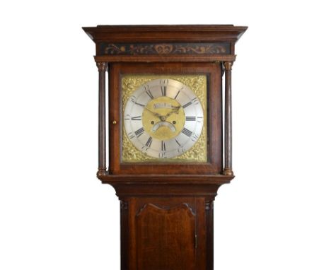 Staffordshire Interest - George III oak and mahogany-cased eight day brass dial longcase clock, Foden, Leek, circa 1780, the 