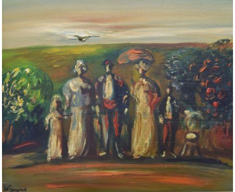 Sylvain Vigny (Austrian 1903-1970) - Oil on canvas - A family portrait, signed, 44.5cm x 53.5cm, Artist Resale Right may appl