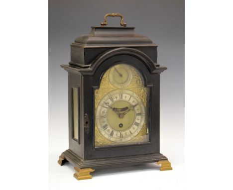 Staffordshire Interest - George II ebonised single-fusee bracket or table clock, John Smallwood, Litchfield (Lichfield), circ