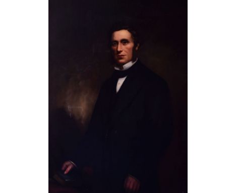 19th Century English School - Oil on canvas - Three quarter length portrait of a young cleric, indistinctly signed and dated 
