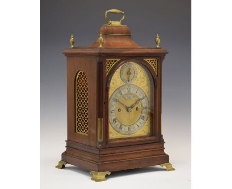 Late Victorian/Edwardian mahogany-cased twin fusee bracket or table clock, Brockbank &amp; Atkins, London, No. 12322, the 15.