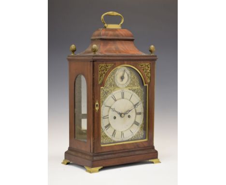 George III mahogany-cased twin fusee bracket clock, Anonymous, circa 1780, the 17cm break-arched brass dial having a silvered