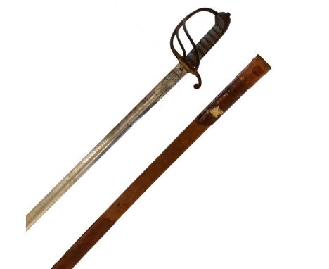 Victorian British pattern 1821 Light Cavalry officers sword with indistinct maker----- Row London, with three bar steel baske