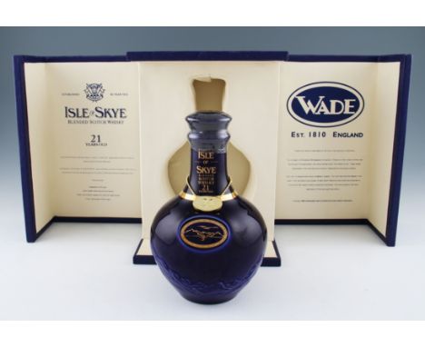 Isle of Skye 21 year old Whisky in Blue Wade Ceramic Decanter. Presentation box.