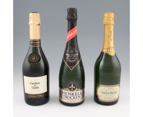 3 bottles of Sparkling Wine to include Henkell Trocken, Casillero del Diablo and a 1994 Cuvee de President Cremant de Limoux 