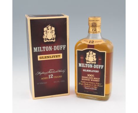 A very old bottling of Milton-Duff Glenlivet 12 year old single malt Scotch whisky, distilled and bottled by George Ballantin