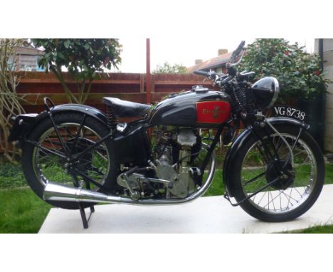 1936 Excelsior 350cc Manxman F12 Registration no. VG 8738Frame no. MF153Engine no. CX362The Excelsior Manxman was offered as 