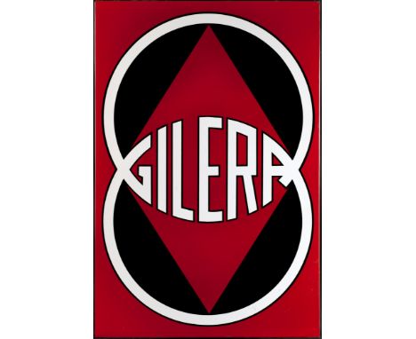 A Gilera enamel signsingle-sided, with rounded edge, 72 x 48cm. For further information on this lot please visit Bonhams.com