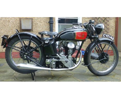 1935 Excelsior 350cc Manxman Registration no. CYE 140Frame no. MC219Engine no. CX159The Excelsior Manxman was questionably on