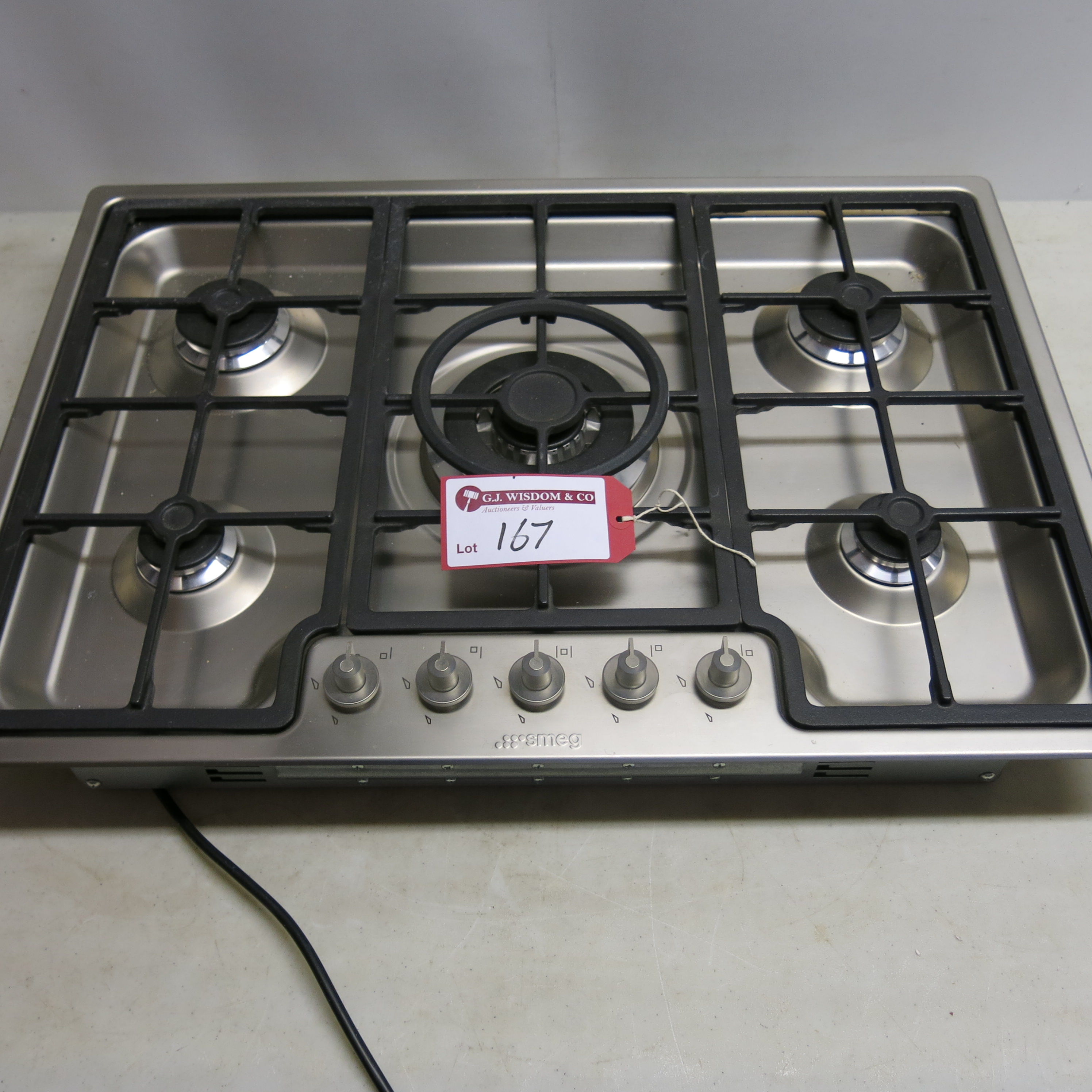 Smeg Stainless Steel 5 Ring Gas Hob, Model PGF75SC63. Size 72cm x 51cm