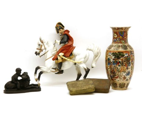 A quantity of assorted items, to include Satsuma vases, a Royal Worcester figure of Napoleon Bonaparte (a/f), Wedgewood jaspe