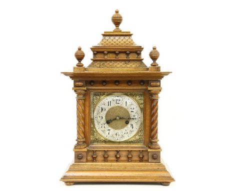 A walnut mantle clock