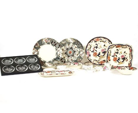 A collection of Mason's Ironstone plates, together with Royal Worcester trinket pots, Wedgwood and Derby examples, Val-Saint-