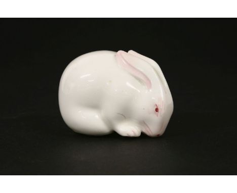A Royal Worcester netsuke albino rabbit