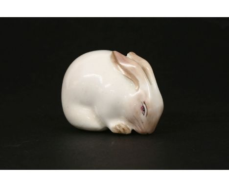 A Royal Worcester netsuke rabbit