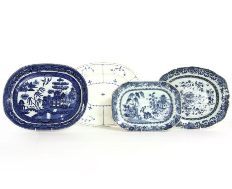 An early 19th century Chinese blue and white platter, decorated with floral sprays within a border, together with another 19t