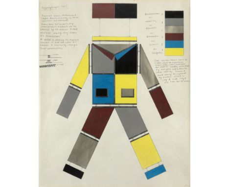 Stephen Willats,&nbsp;British b.1943 -&nbsp;Doppelganger Suit, 1985; gouache and pen on paper, signed with initials and dated