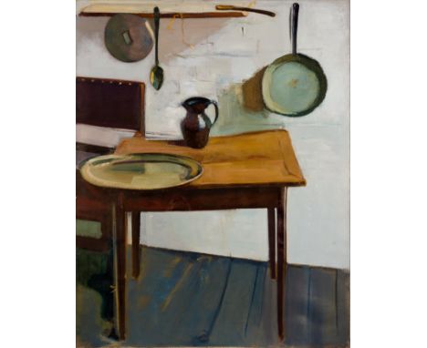 Nicholas Volley,&nbsp;British 1950-2006 -&nbsp;Interior with still life (with 'Interior with still life' on the reverse);&nbs