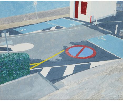 Glynn Boyd Harte,&nbsp;British 1948-2003 - Car Park, St. Jean-de-Luz, 2002;&nbsp;acrylic on board, signed and dated lower rig