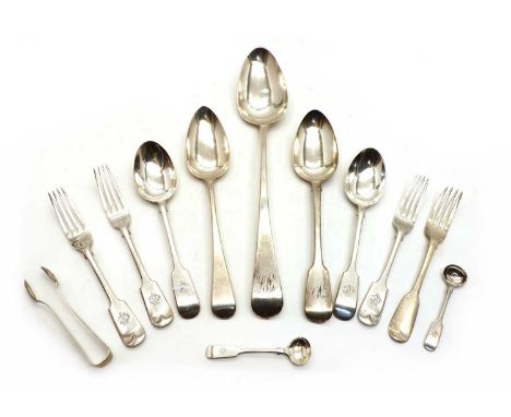 A quantity of silver flatware, Georgian and later, comprising mostly of a cutlery set by William Gallimore & Sons 1923 to inc